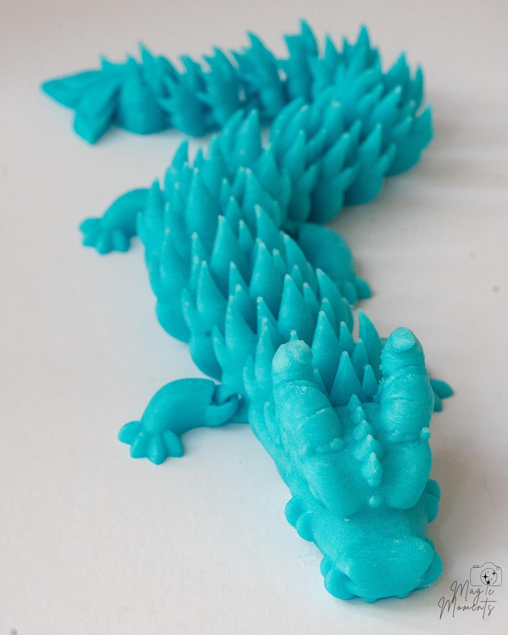 Articulated Dragon Figure - 3D Printed Spiky Fantasy Dragon