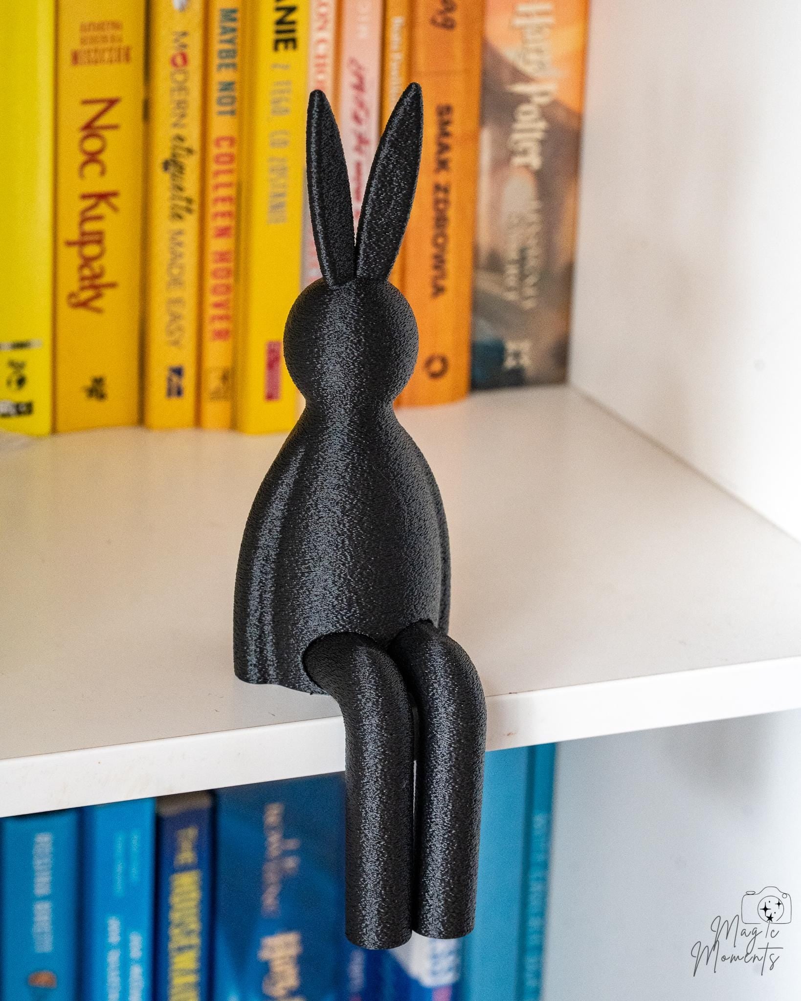 black easter bunny shelf sitter 3d printed rabbit decor