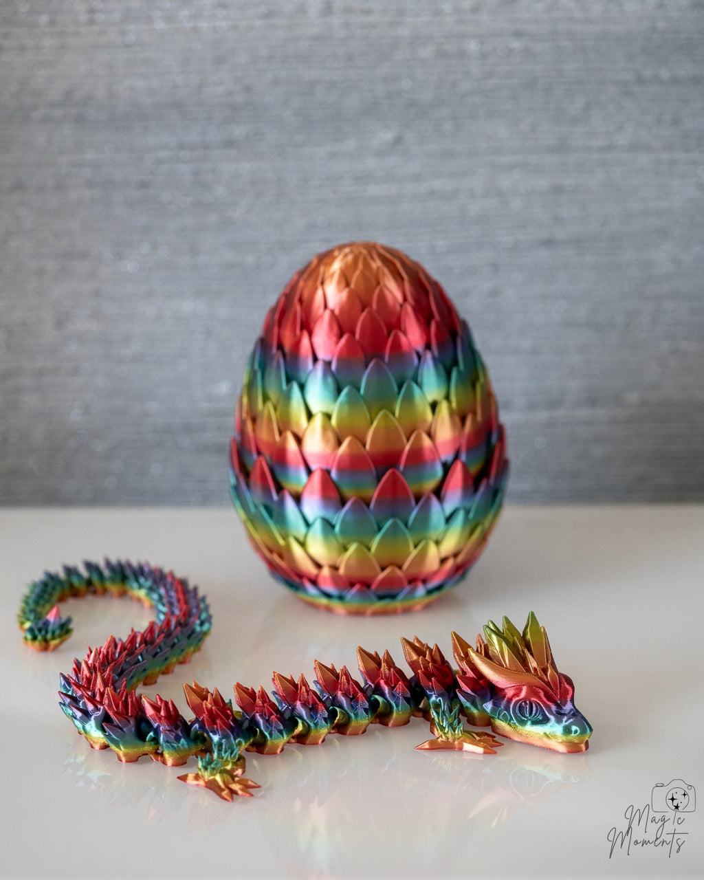 rainbow dragon egg with articulated dragon