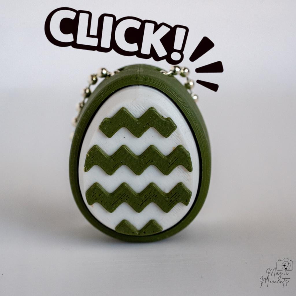 3D printed Easter egg clicker with textured zigzag detail