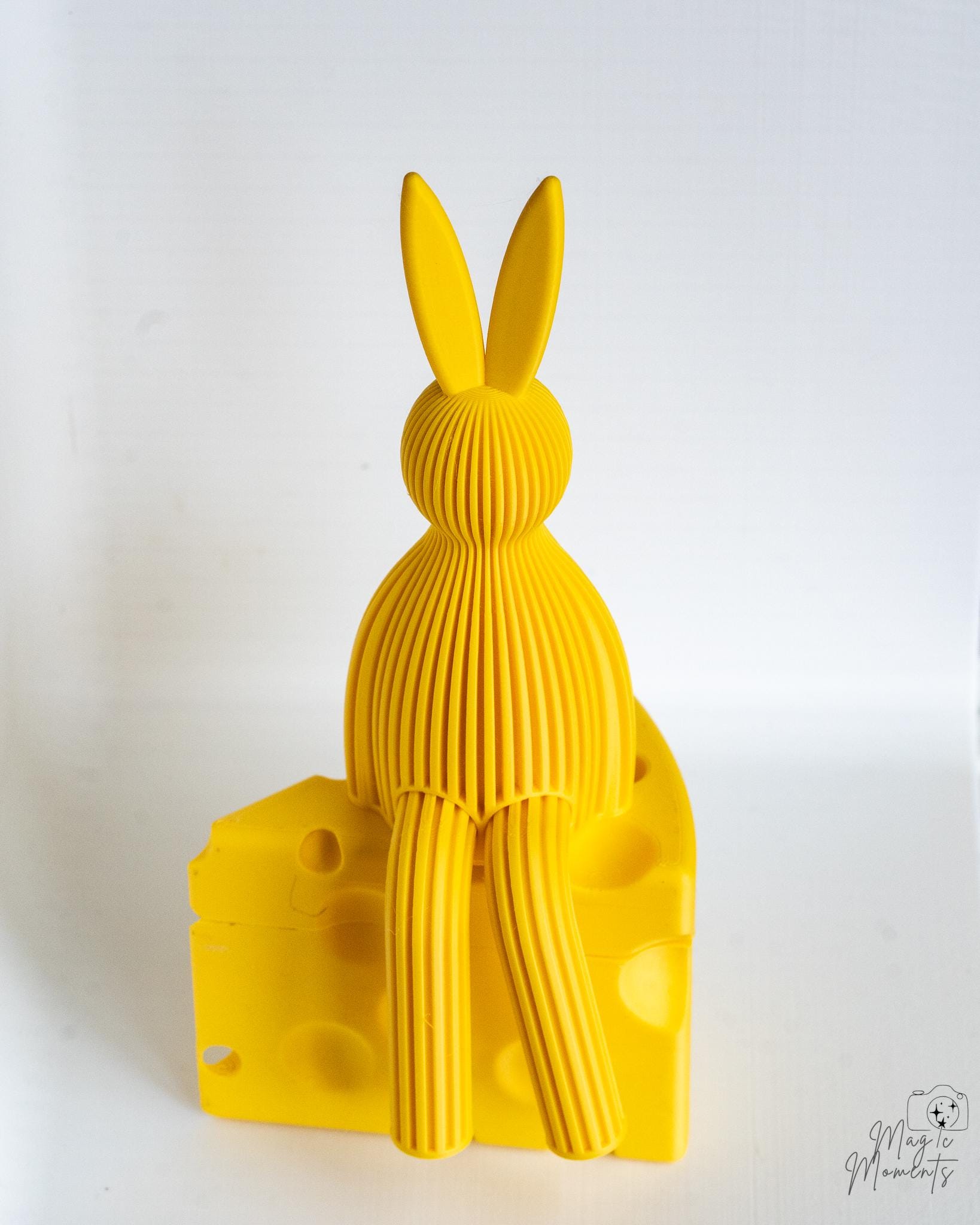 yellow easter bunny figurine 3d printed rabbit decor