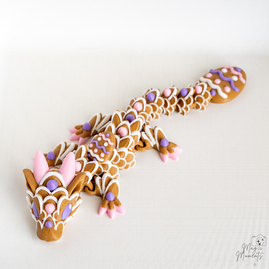 top view articulated easter dragon 3d printed flexi dragon