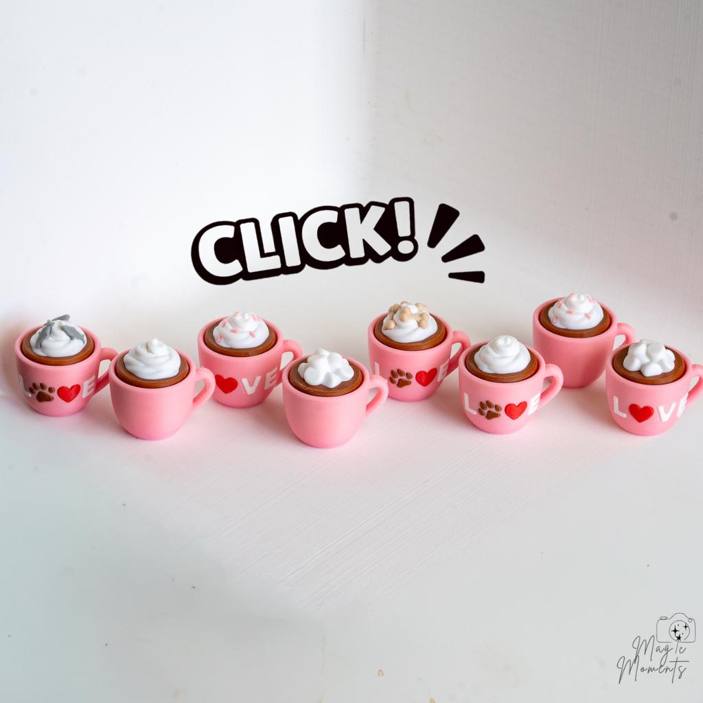 coffee mug clicker collection 3d printed cute fidgets