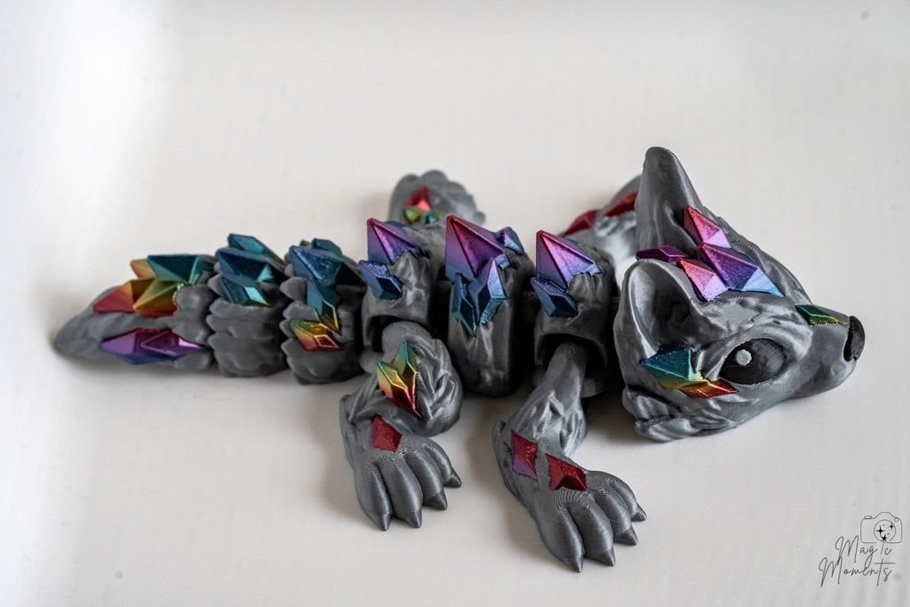 articulated crystal wolf side angle 3d printed flexi wolf