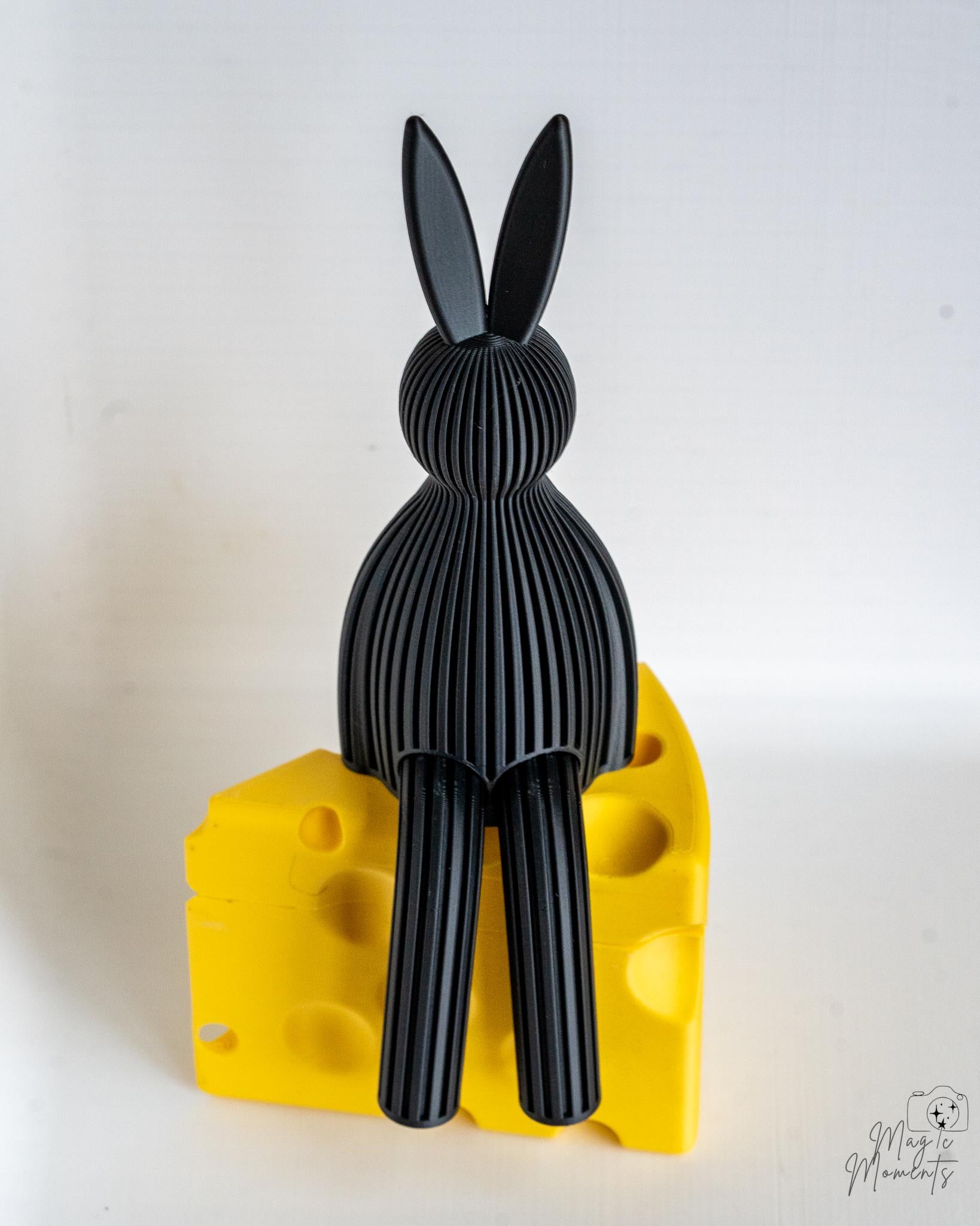 black easter bunny figurine 3d printed rabbit decor