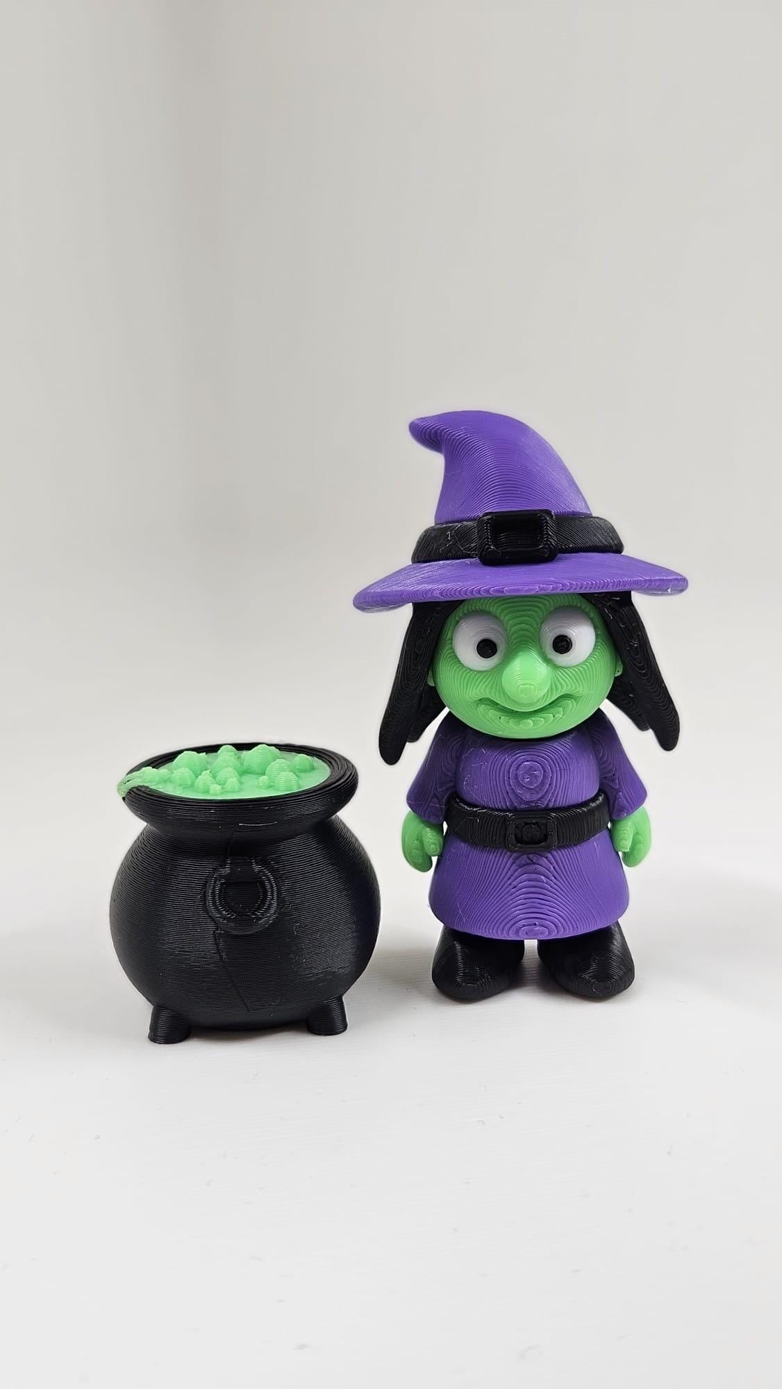 witch and cauldron halloween set 3d printed decorative figures