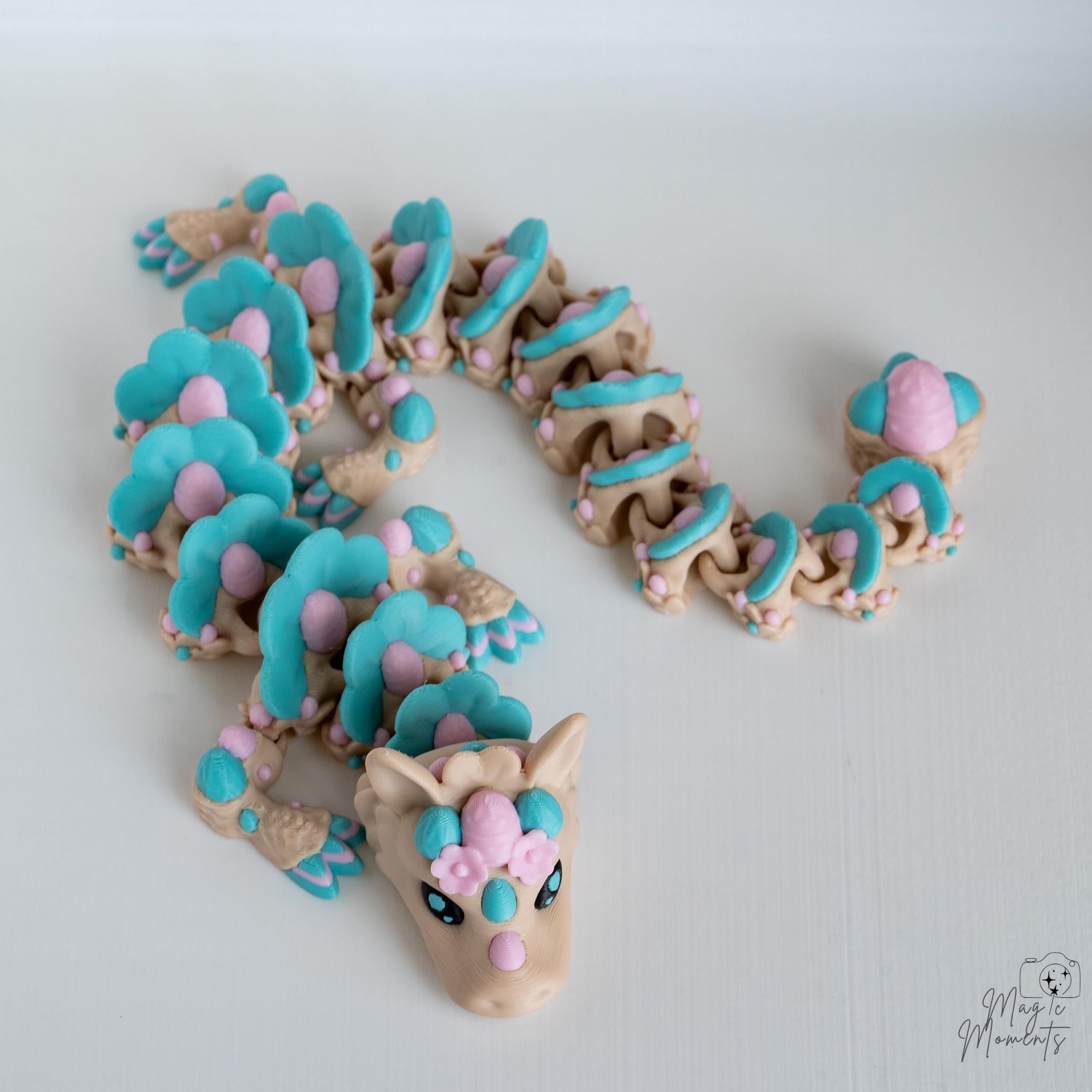 flexible articulated pastel dragon 3d printed decorative dragon