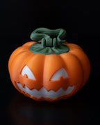 3D printed pumpkin storage box with removable lid and spooky jack o lantern face for Halloween décor