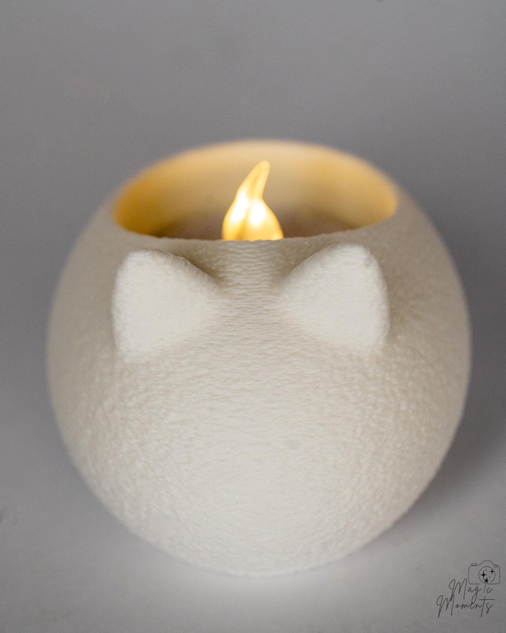 white cat tealight holder