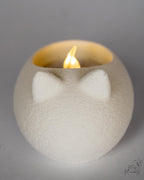 white cat tealight holder