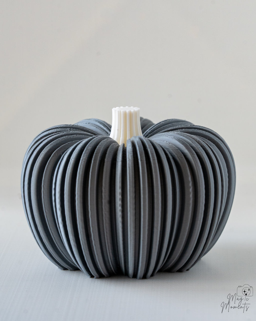 grey ribbed pumpkin seasonal decoration