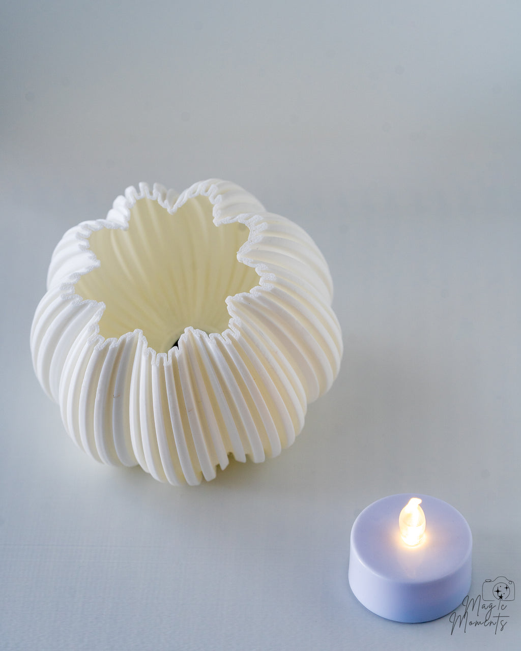 ribbed pumpkin tealight holder led candle decor