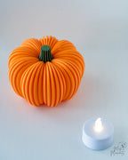 orange ribbed pumpkin led tealight holder