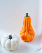 Orange butternut squash tealight holder with white pumpkin