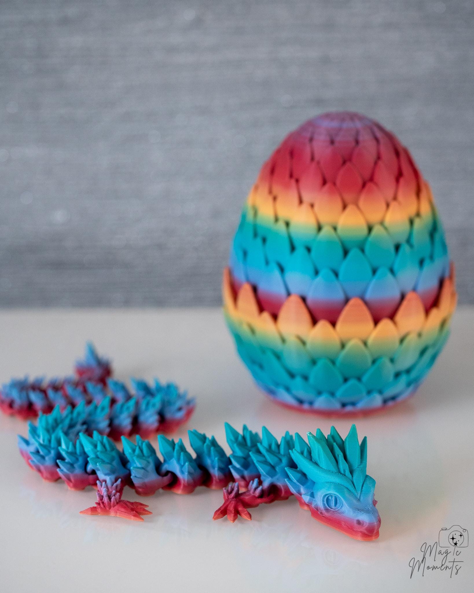 Crystal dragon with rainbow dragon egg container