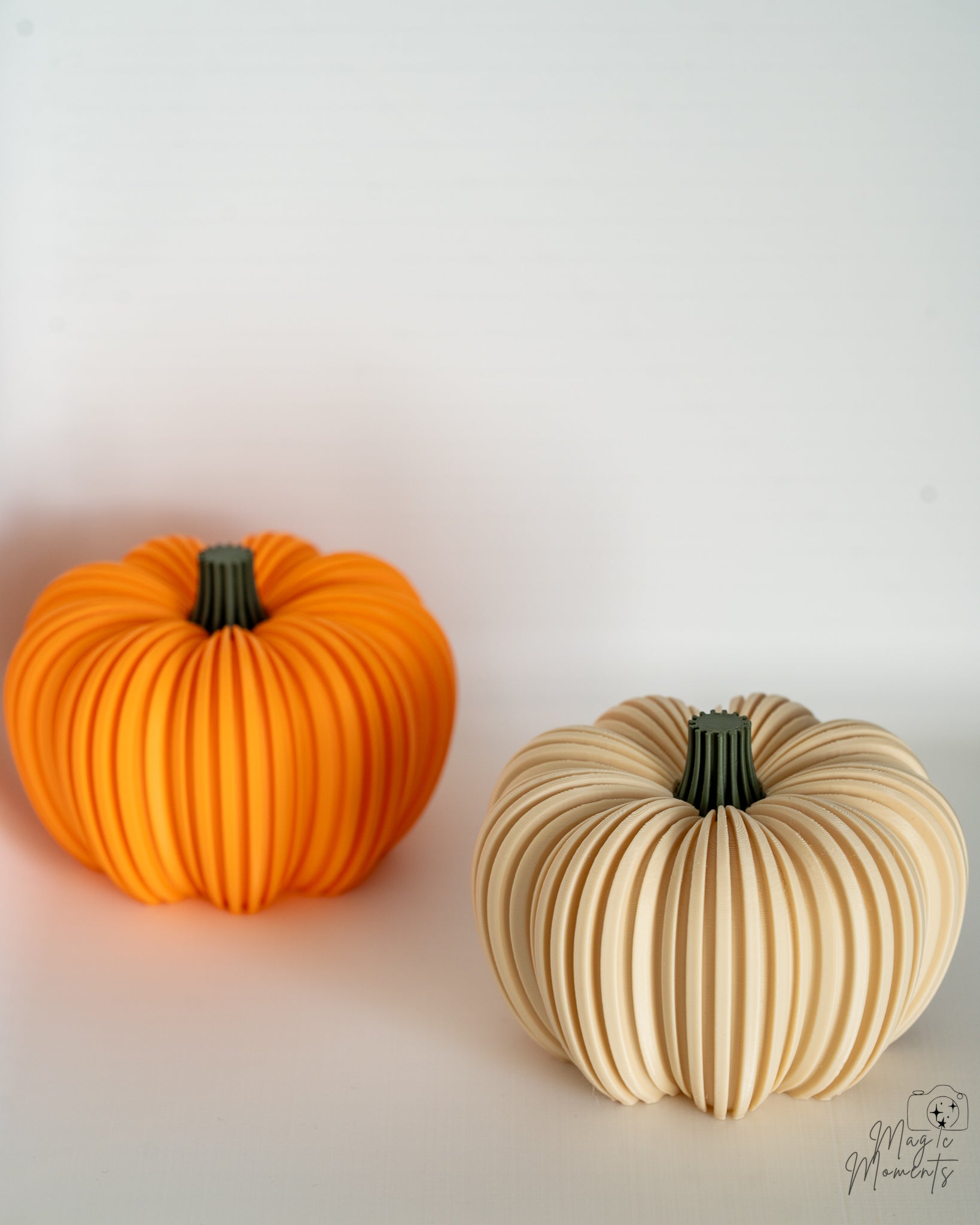 orange and cream ribbed pumpkin decor