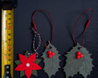 Christmas ornament set next to measuring tape for scale