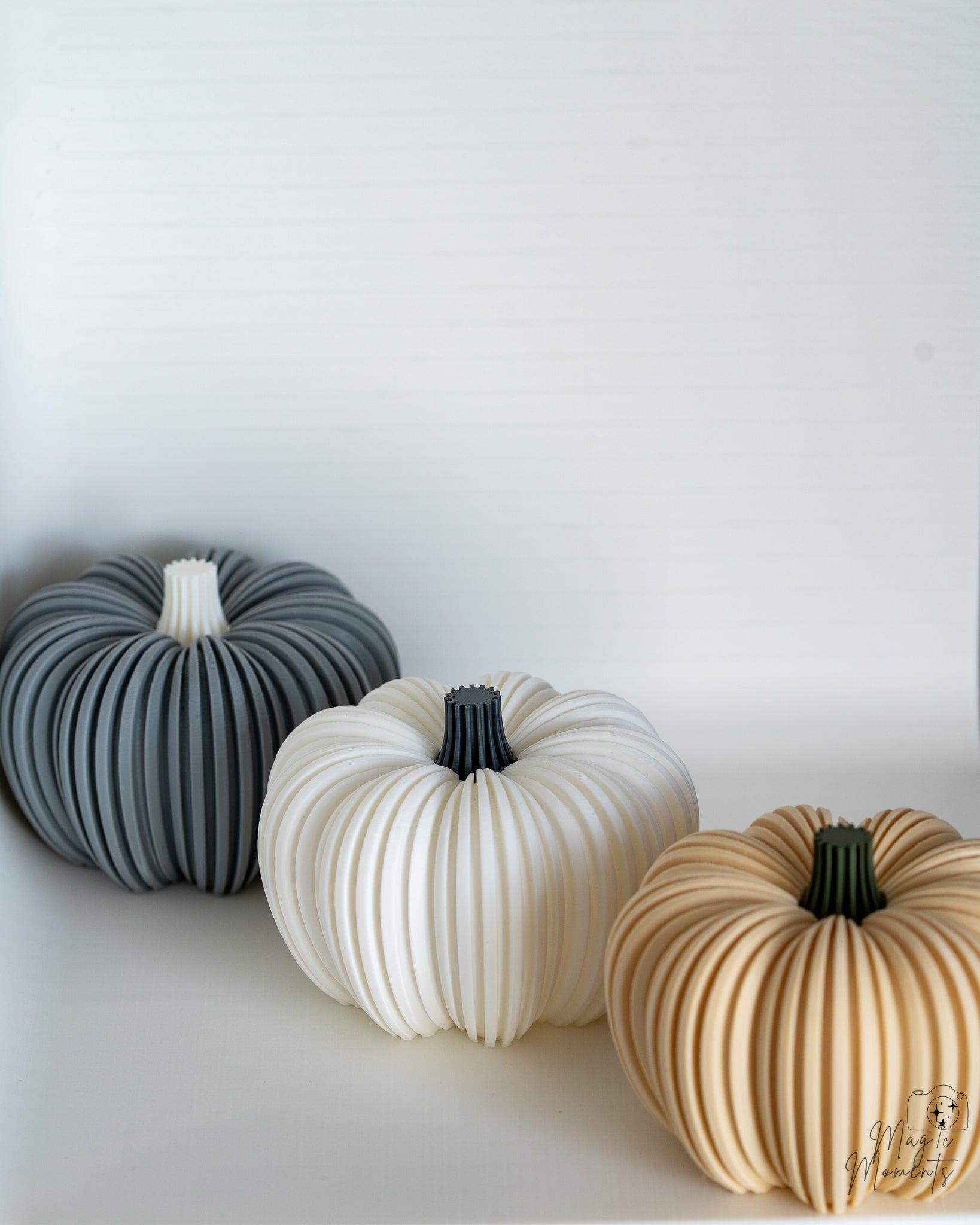 ribbed pumpkin decor set 3d printed autumn halloween decoration