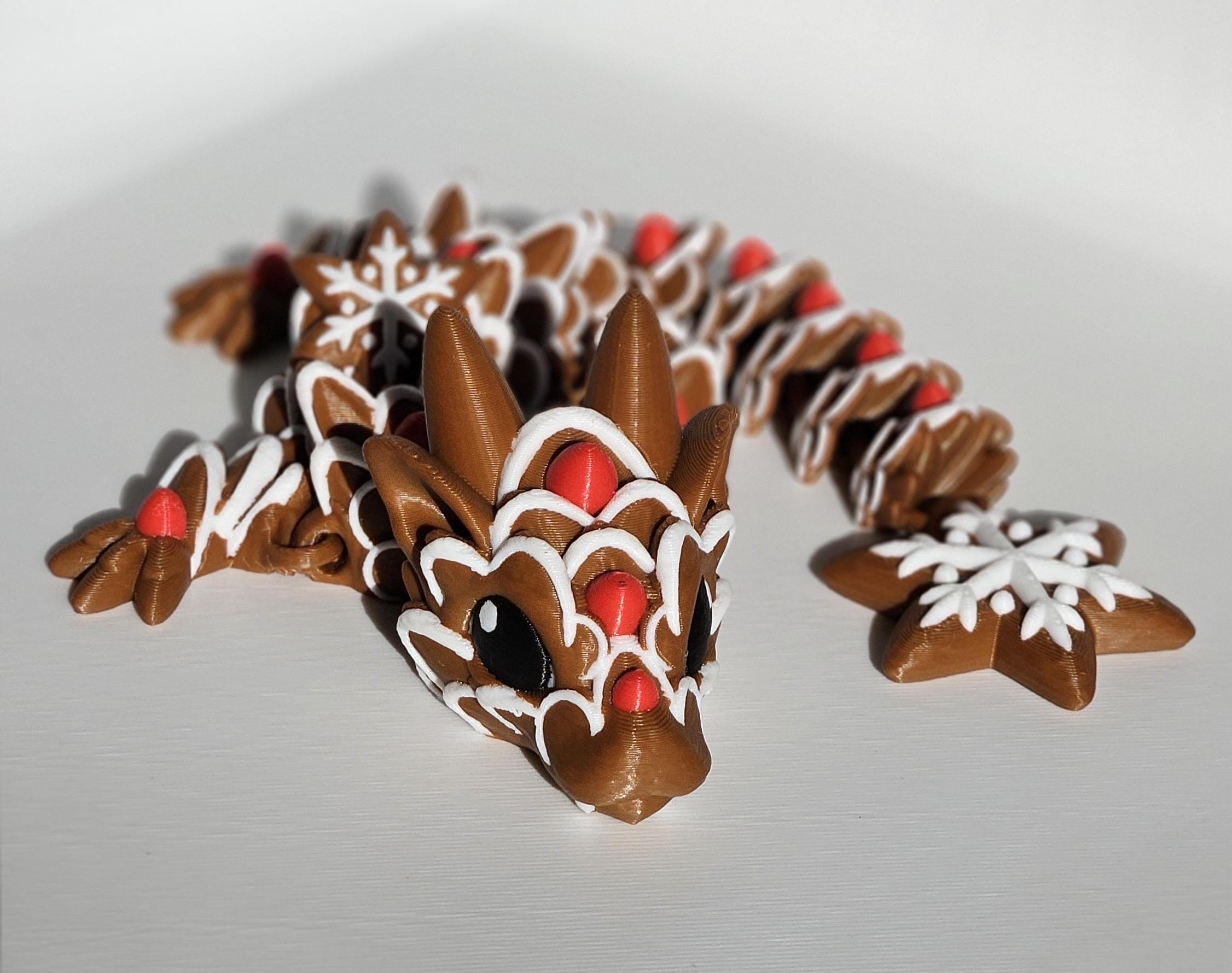 3d printed articulated gingerbread dragon flexible christmas dragon