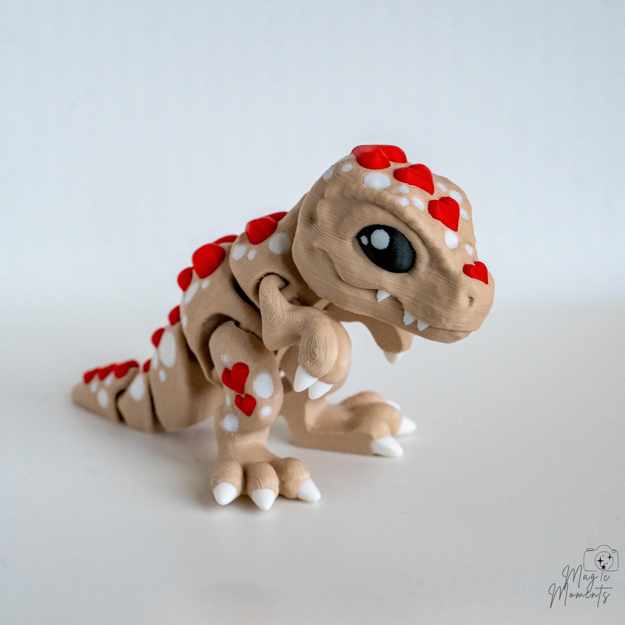 Heart T-rex Dinosaur Figurine - Articulated 3D Printed Valentine Dino