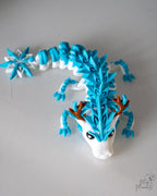 3D printed winter dragon decoration with flexible articulated body