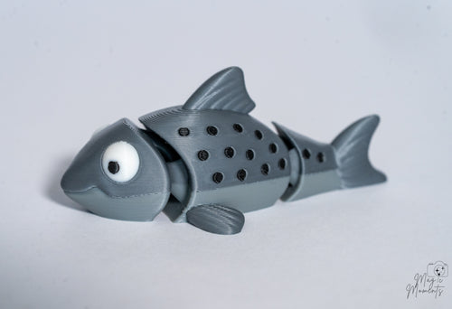 Grey salmon fish decorative figure with spotted texture