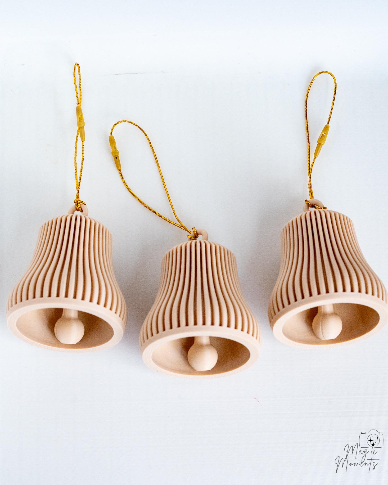 ribbed christmas bell ornaments set