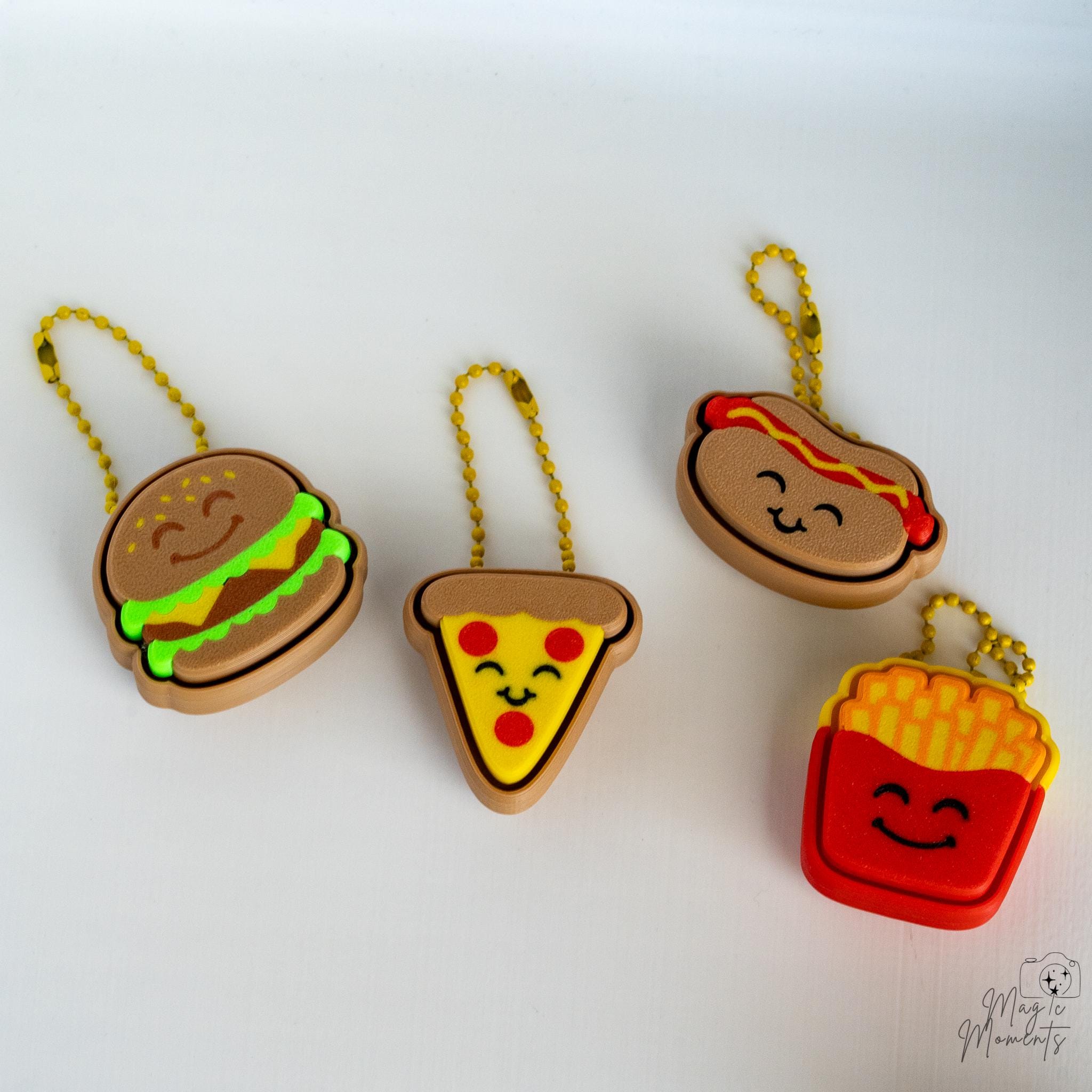 cute fast food clicker keychains set