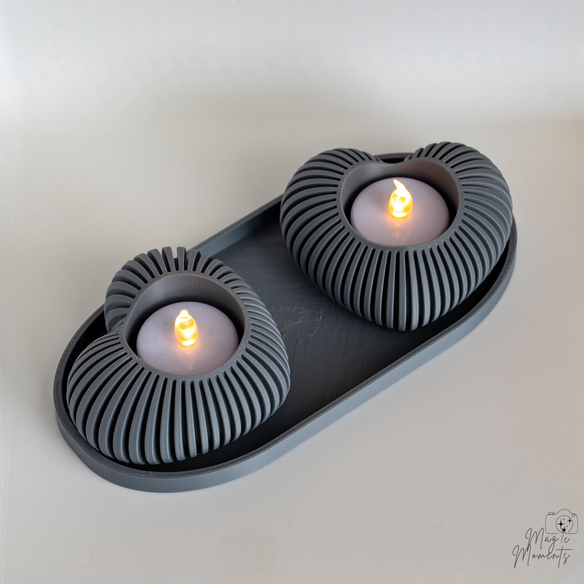 grey heart tealight holders