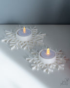 Snowflake tealight holder set with minimalist winter design