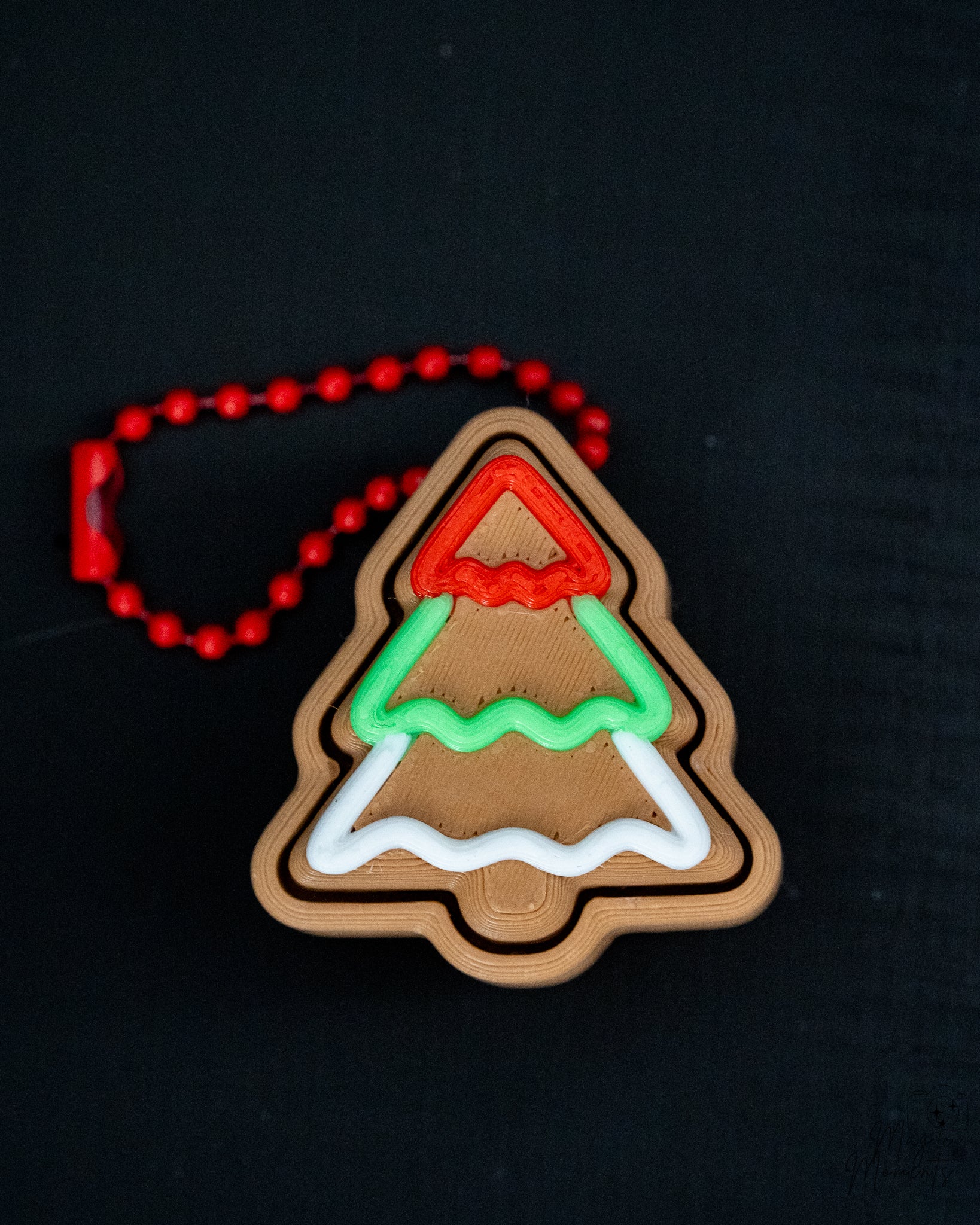 christmas tree gingerbread ornament with green hanger