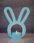 Blue bunny ear tealight holder decorative piece
