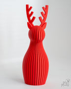 red ribbed reindeer ornament