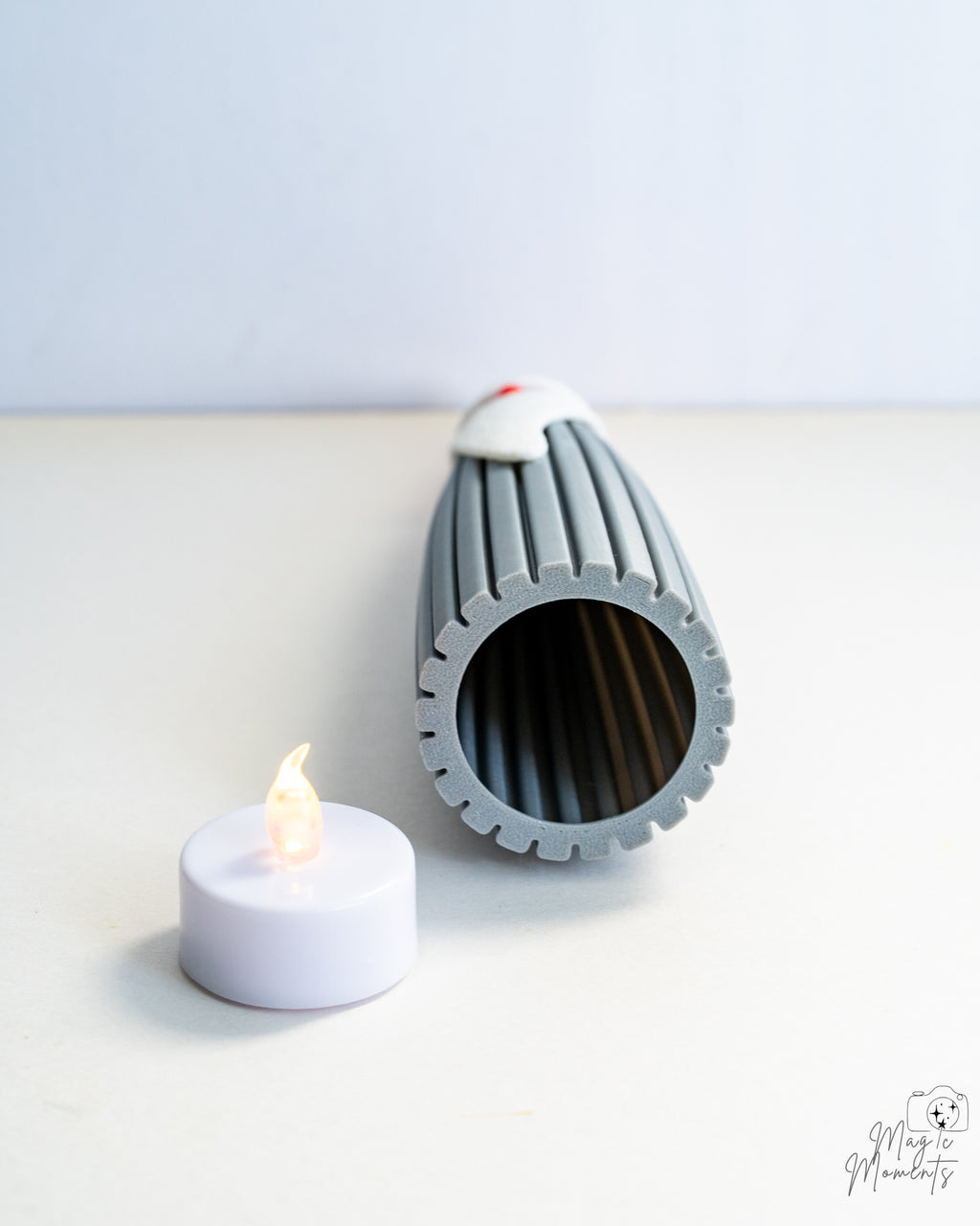 Bottom view of Santa decoration showing hollow interior design
