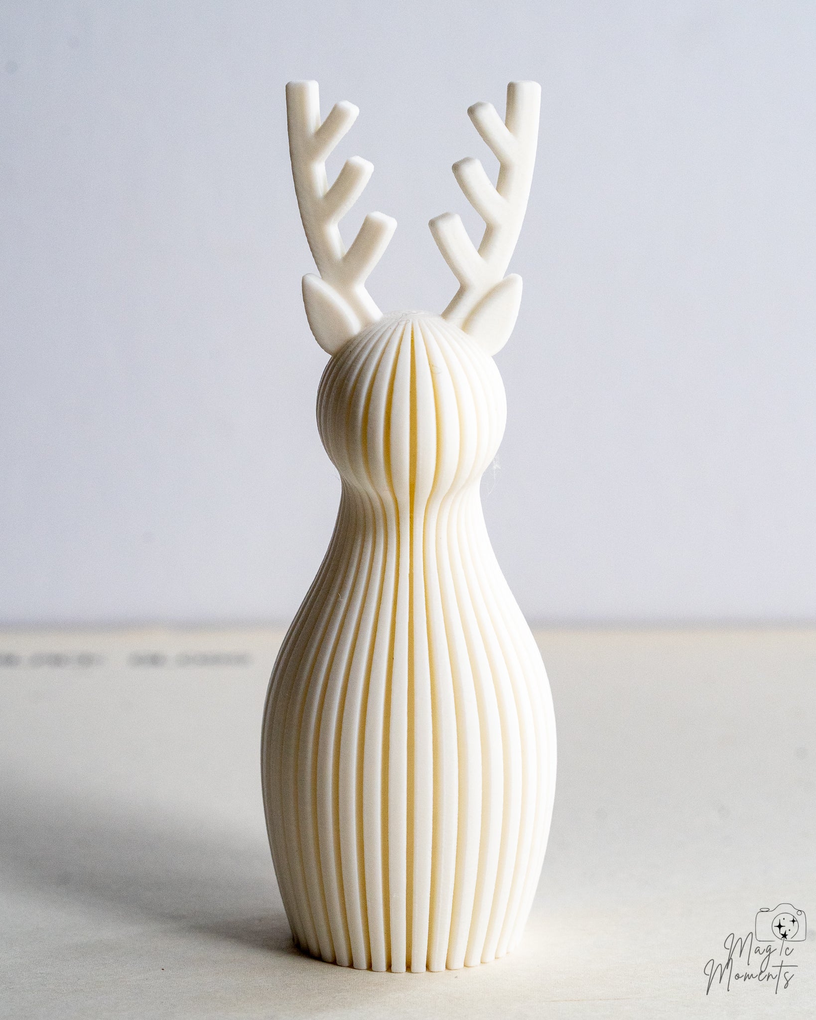 white ribbed reindeer decor