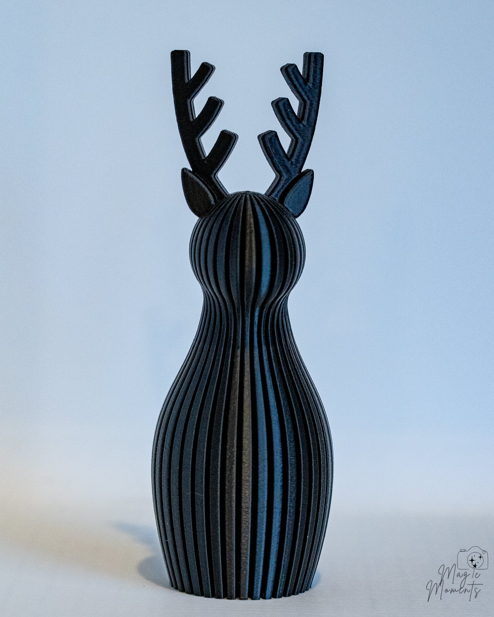 black ribbed reindeer decor