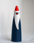 Blue Santa Claus decoration with ribbed layered texture