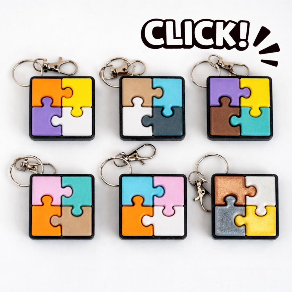 colorful puzzle clicker piece keychain collection
