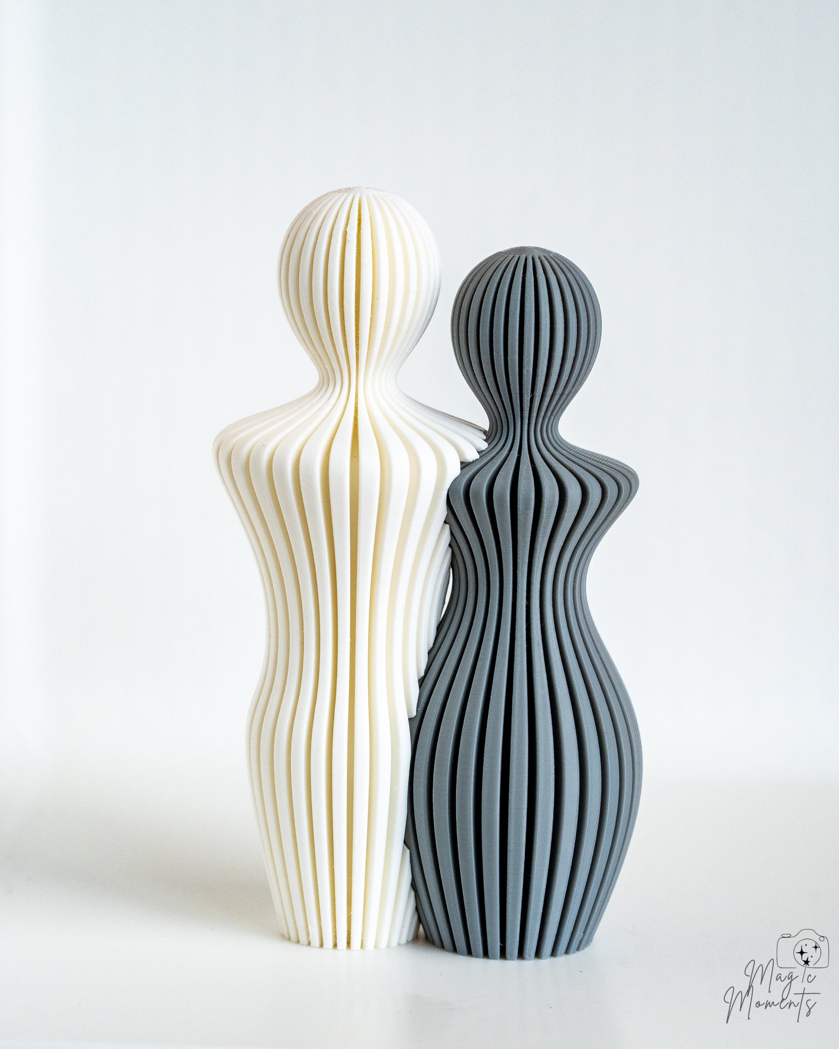 White and grey couple sculpture pair with minimalist style