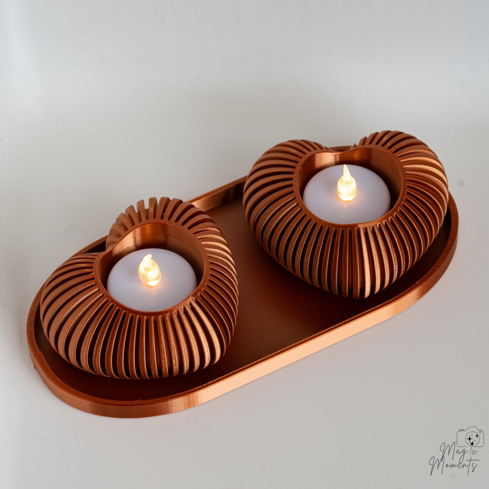 bronze heart candle holders