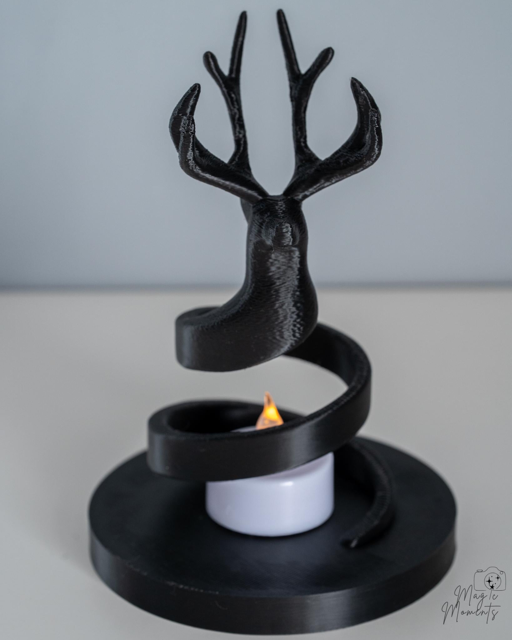Black deer candle holder