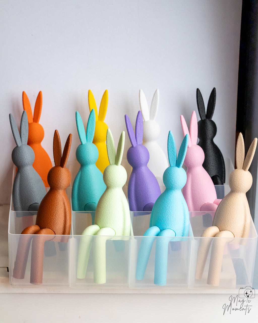 easter bunny shelf sitter set 3d printed pastel rabbit decor figures