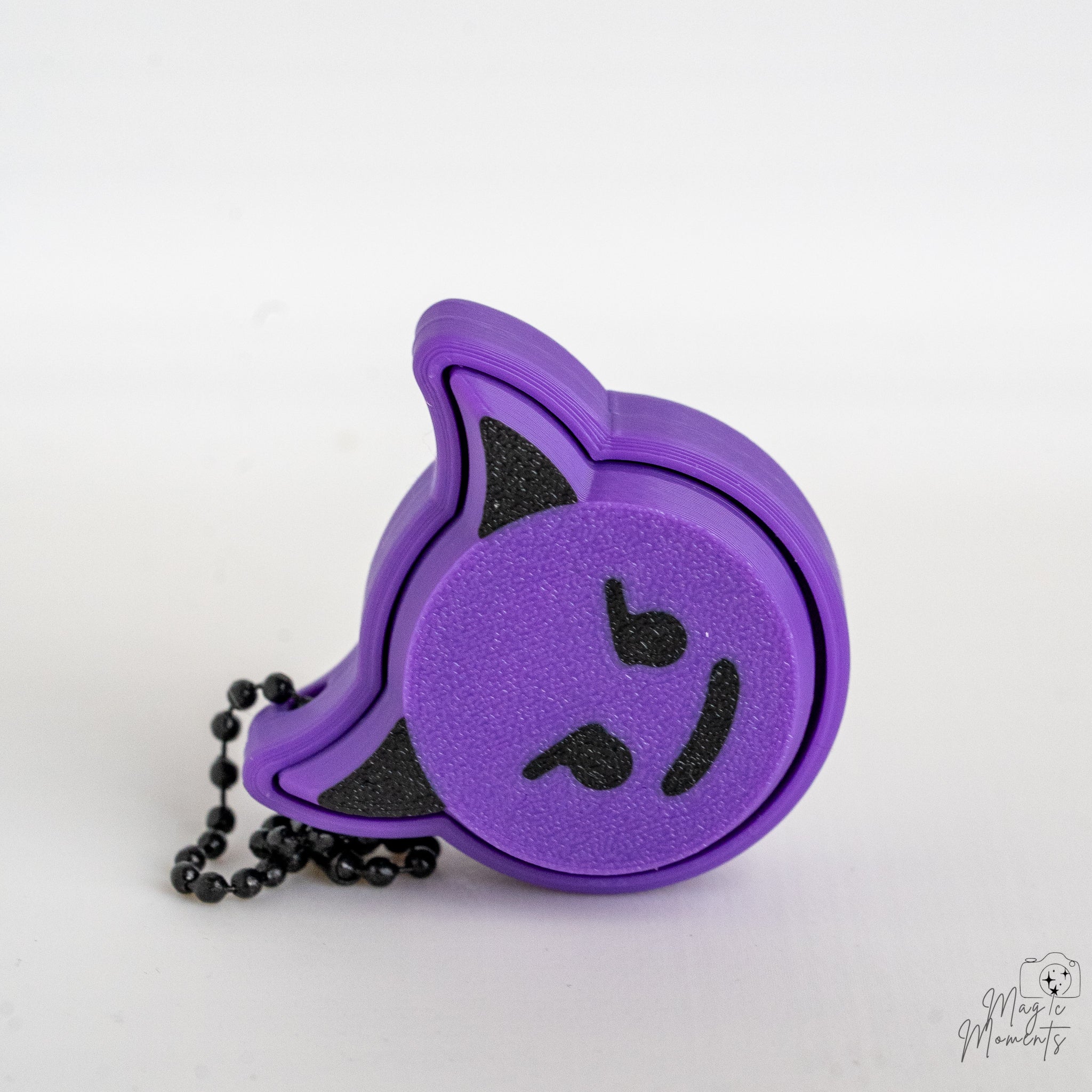 purple devil emoji keychain 3d printed clicker