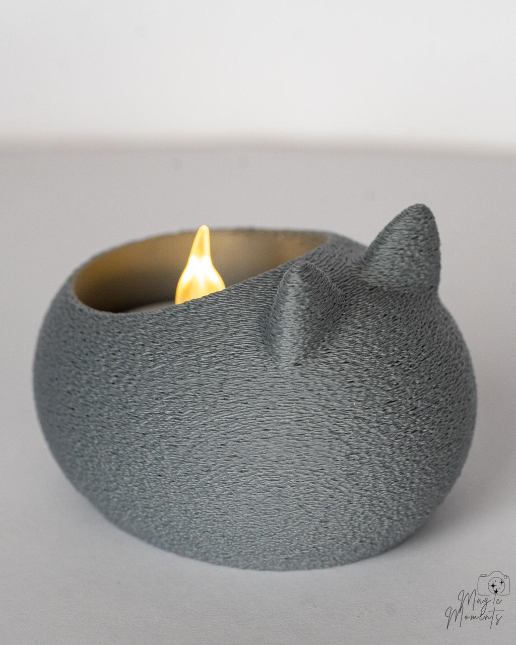 grey cat tealight holder