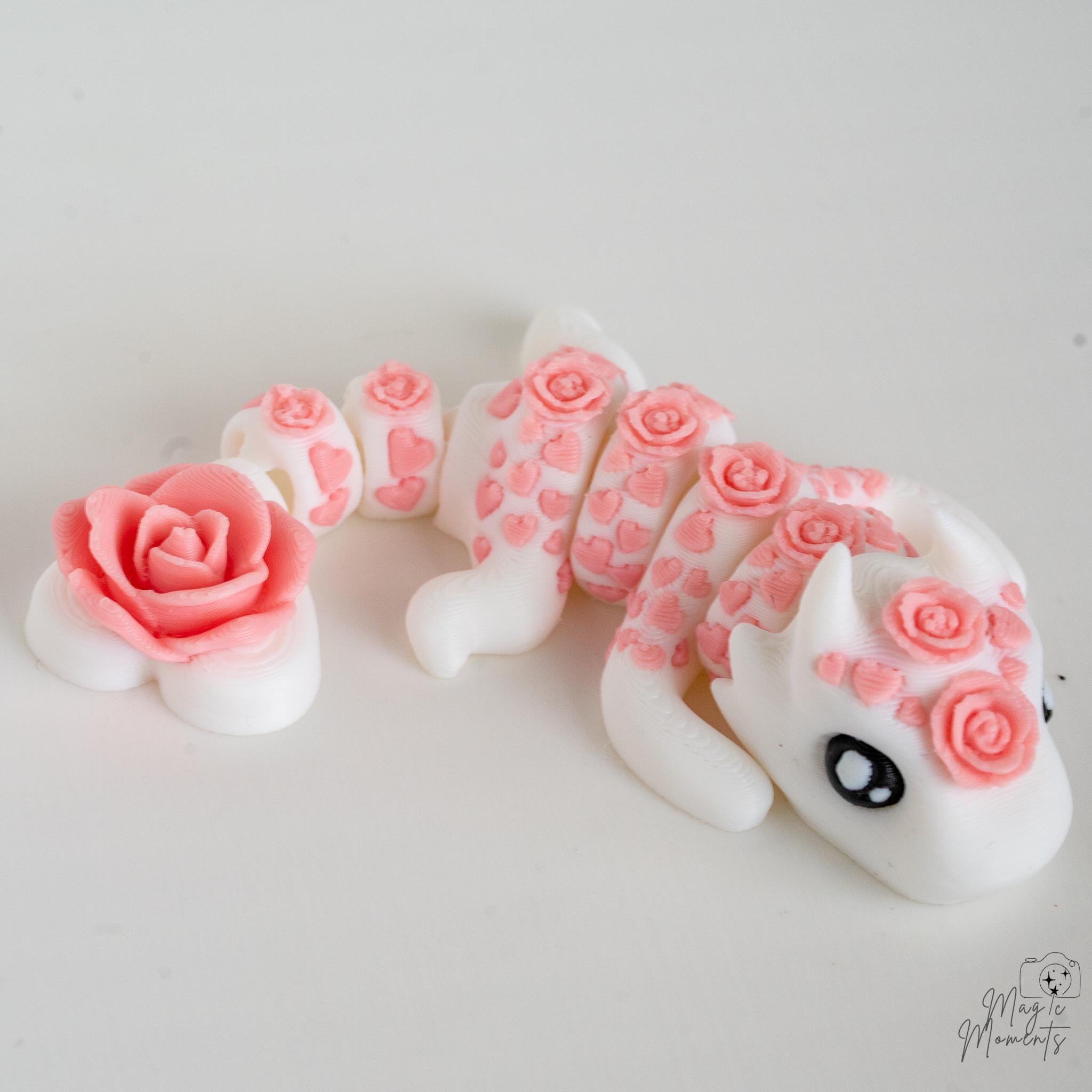 rose themed dragon 3d printed articulated fantasy figure