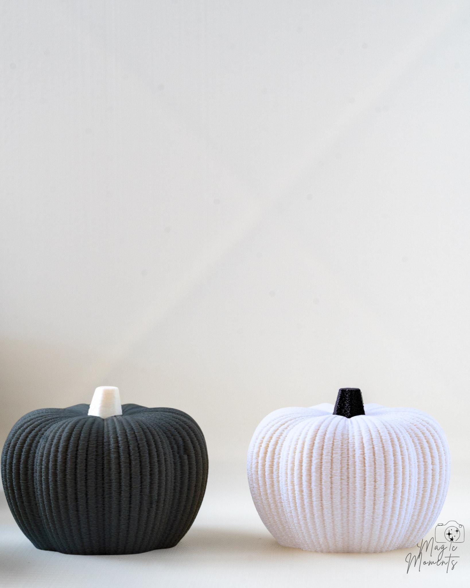 modern fuzzy pumpkin decor pair 3d printed fall decoration