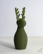 olive green ribbed reindeer decor