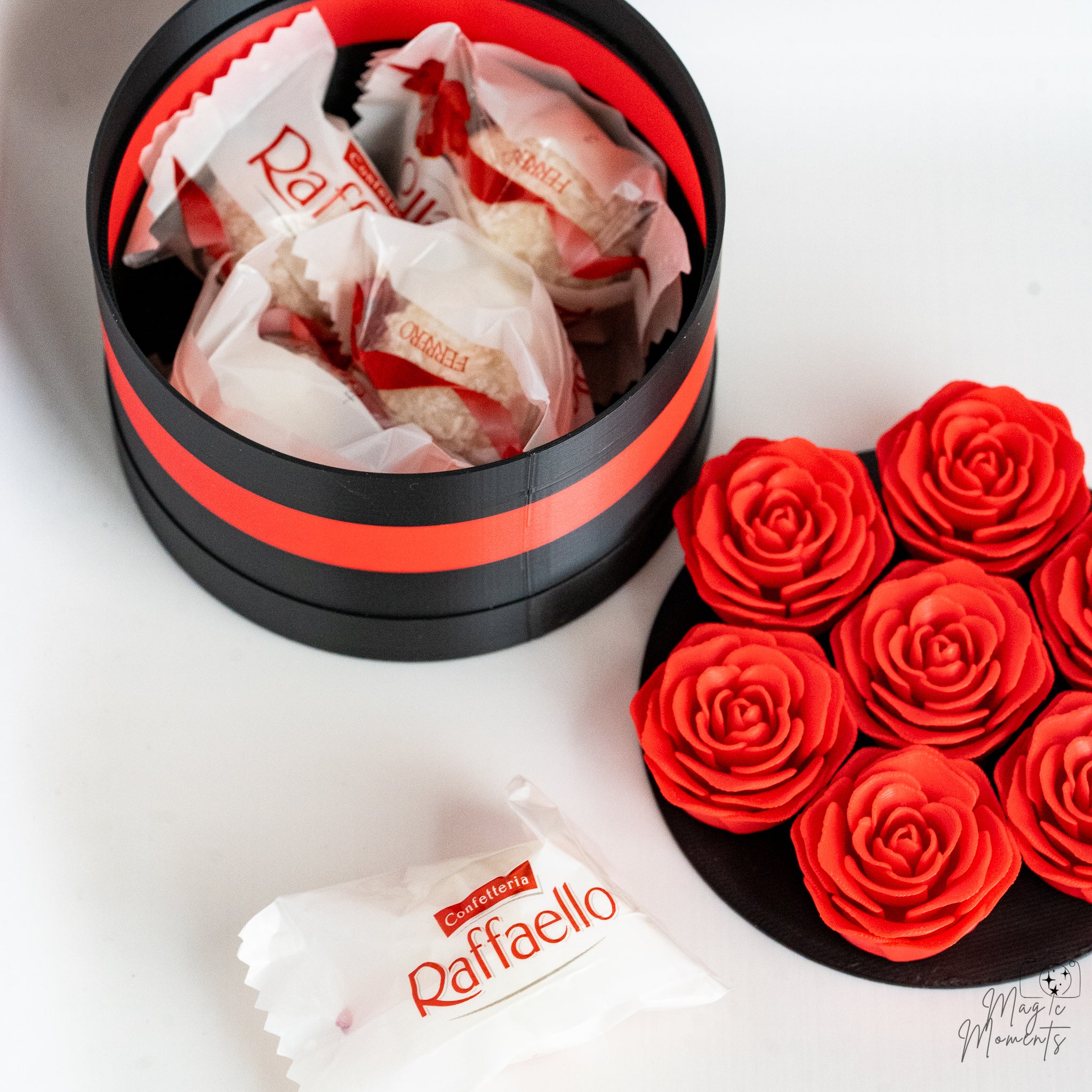 Rose box filled with raffaello chocolates