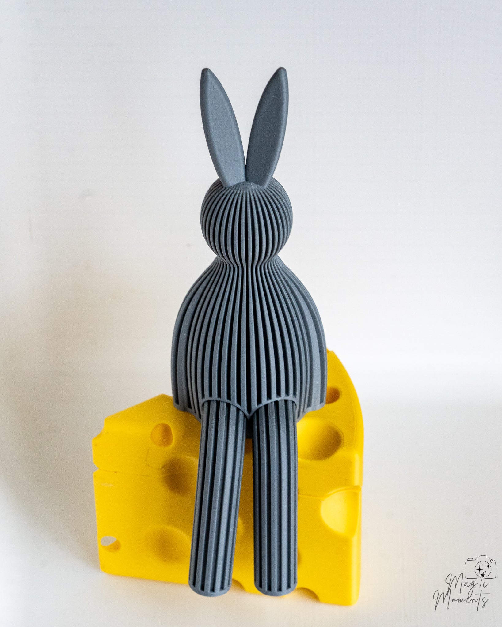 grey easter bunny figurine 3d printed rabbit decor