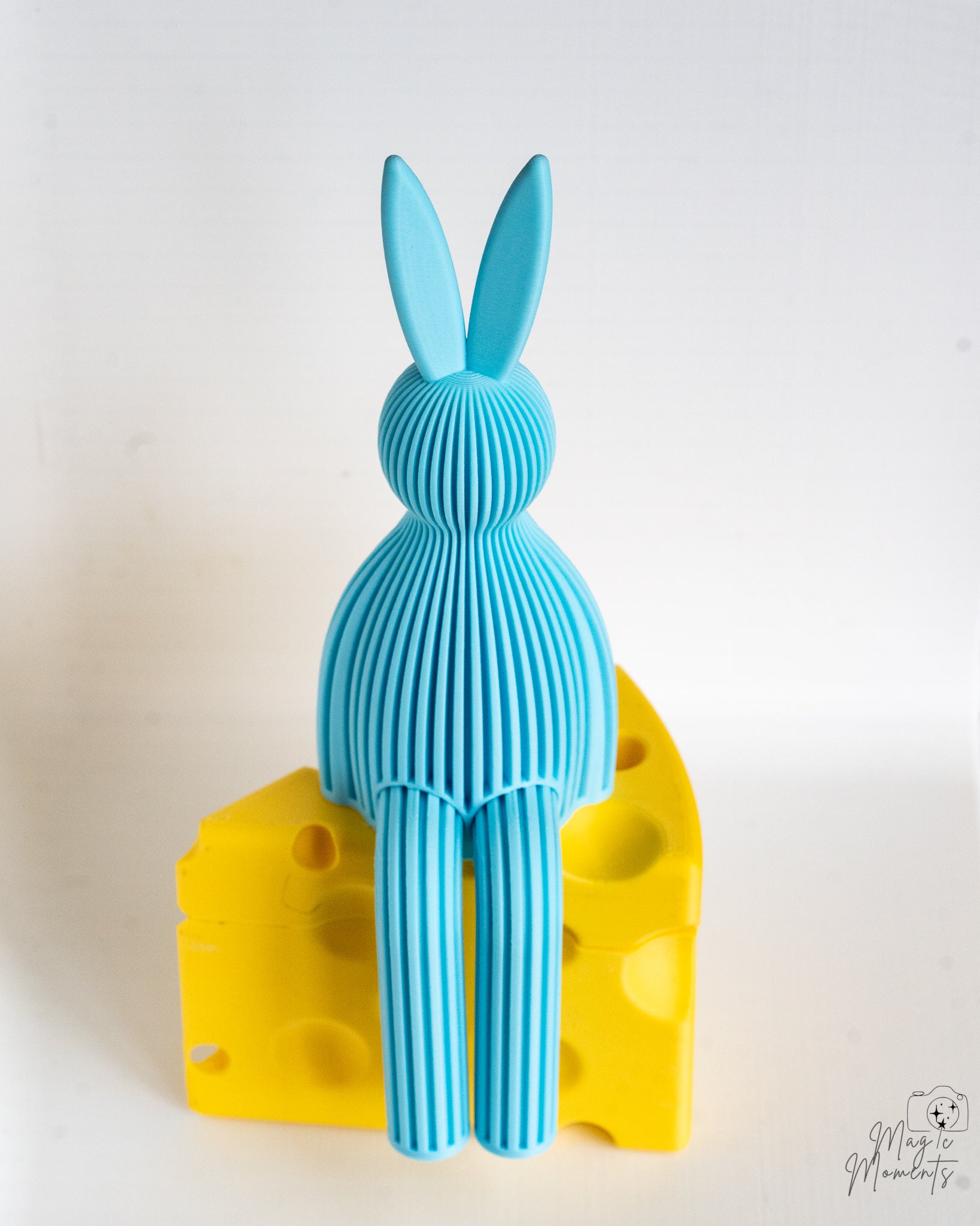 blue easter bunny figurine 3d printed rabbit decor